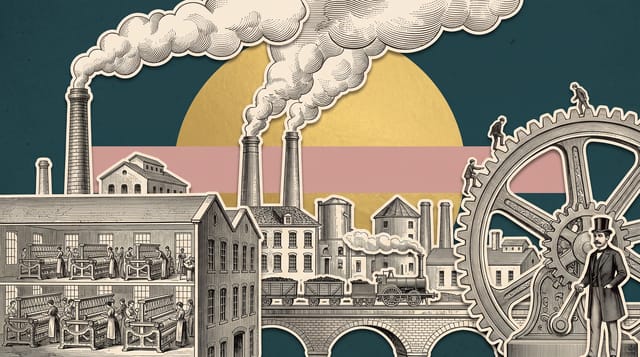 Engraving Collage animation style: Vintage engravings cut out and recombined into surreal, witty scenes on deep teal with gold leaf and dusty rose.