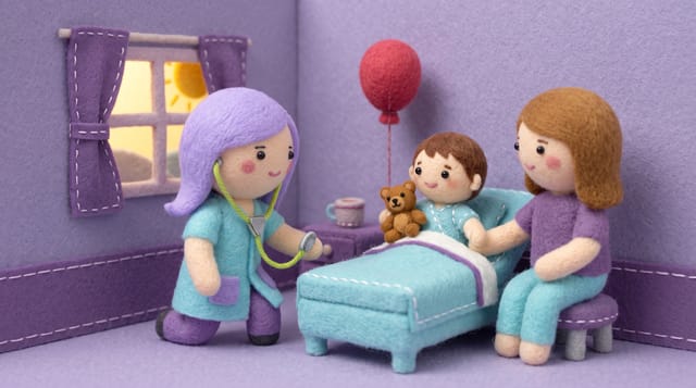 Felt Craft Medical animation style: Needle felted chibi dolls, stitched badges and fabric dioramas that turn health topics into friendly toys.