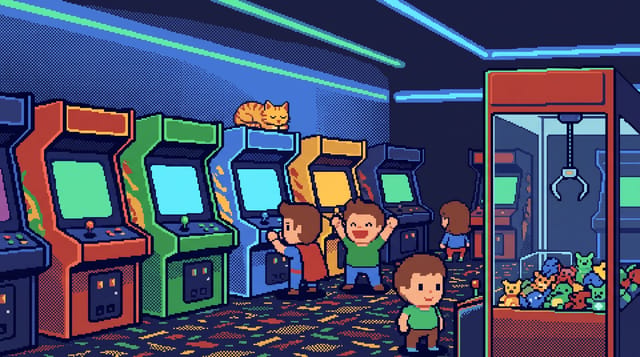 Pixel Art animation style: Crisp 16 bit pixel art with chunky characters, retro palettes and side scrolling game worlds.