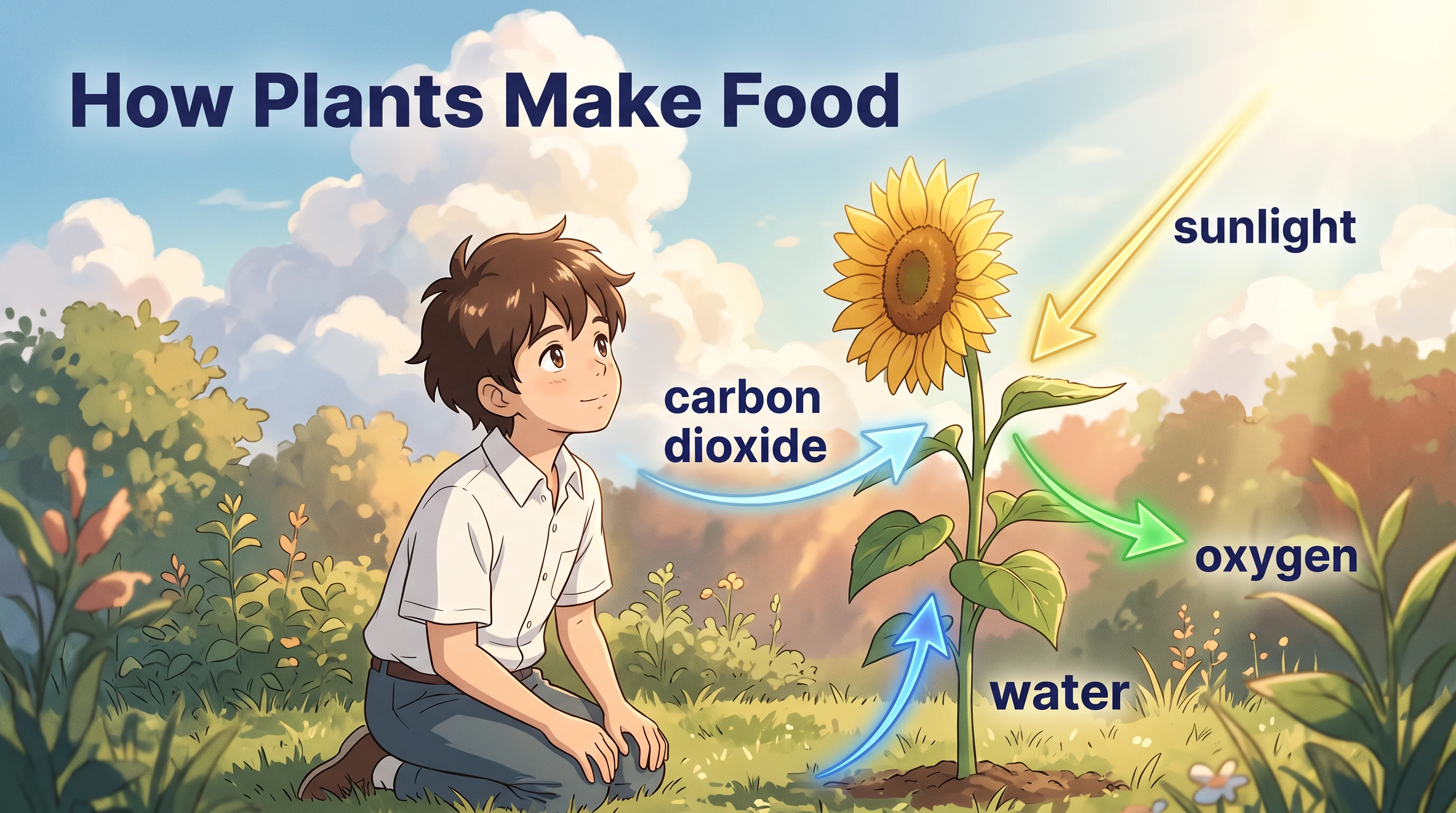 How plants make food, in the Anime Cel style