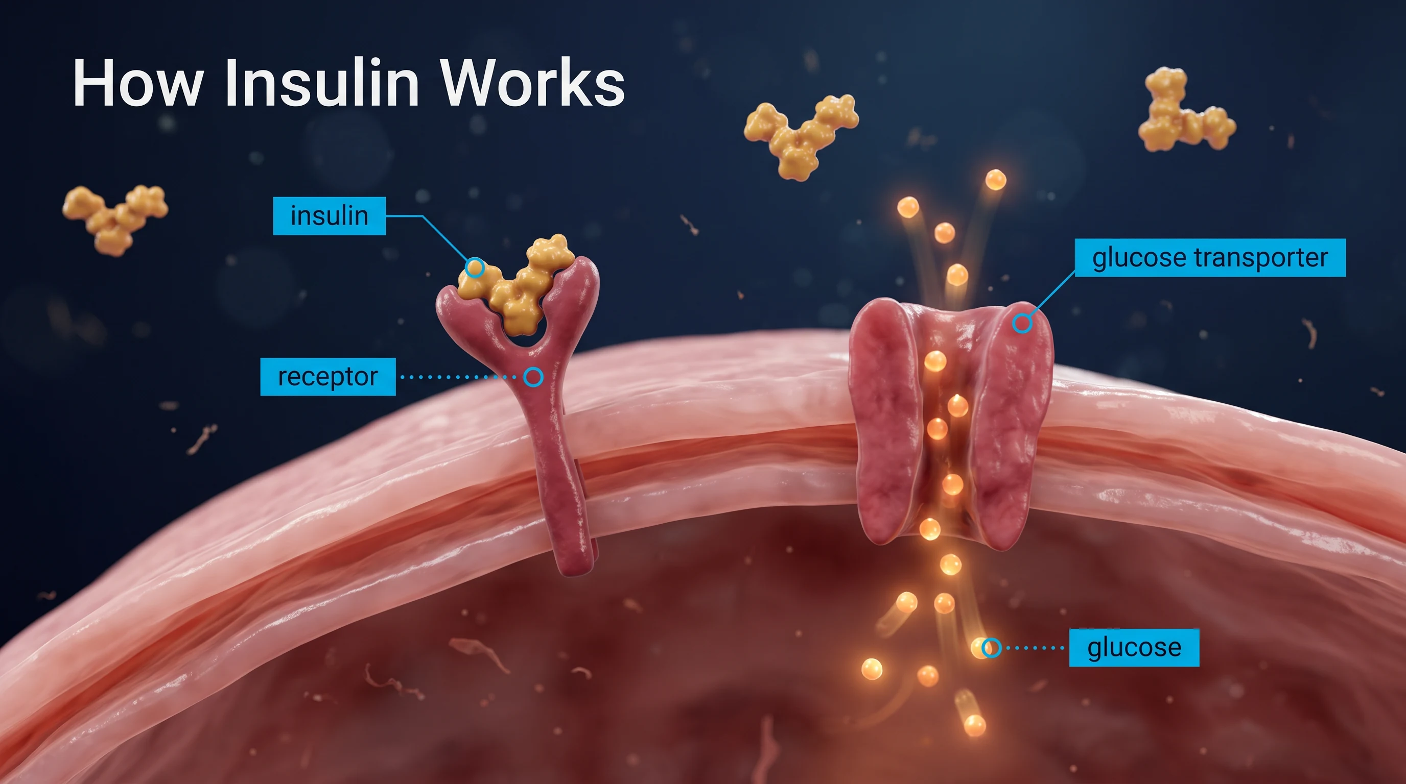 How insulin works, in the Biomedical 3D style
