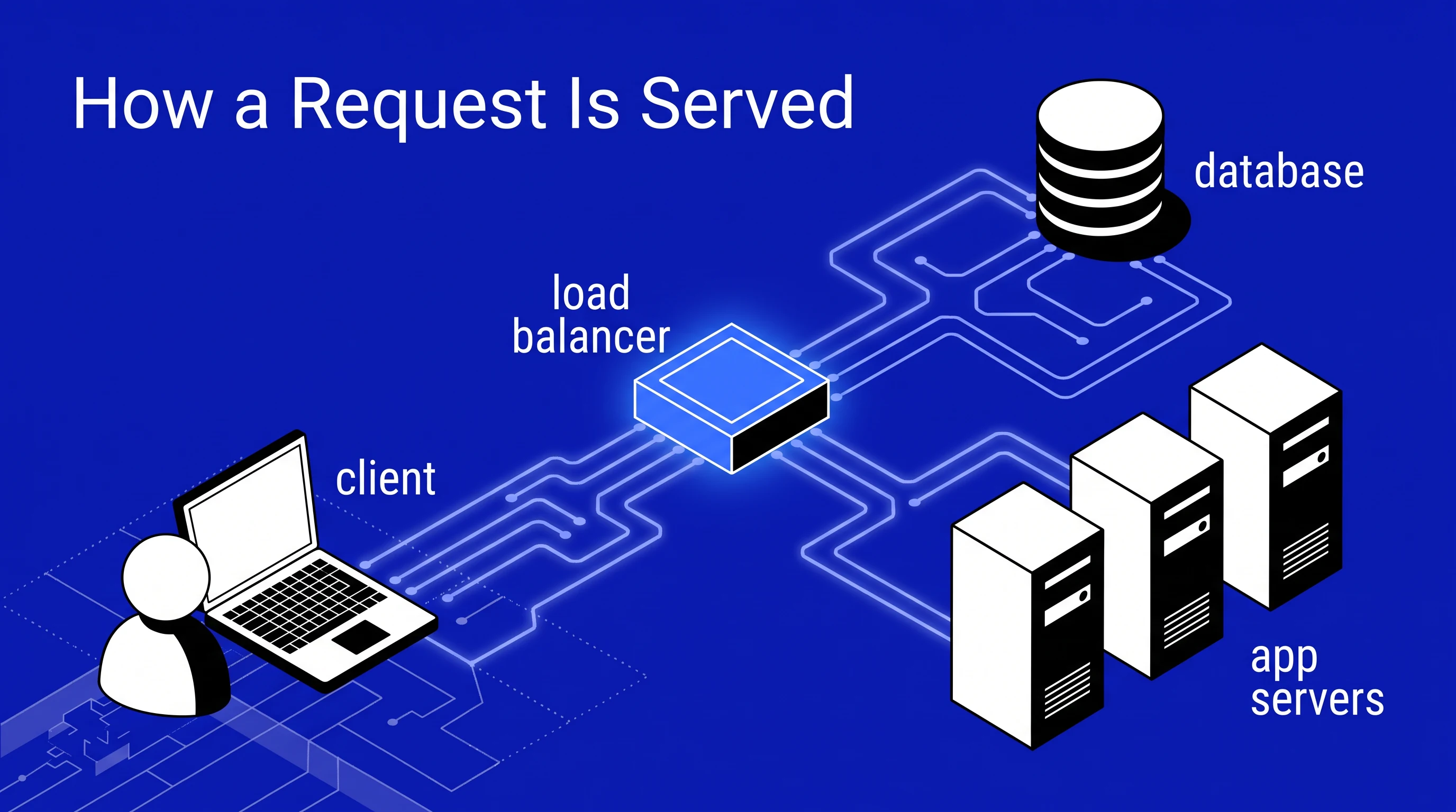 How a request is served, in the Blueprint Circuit Isometric style