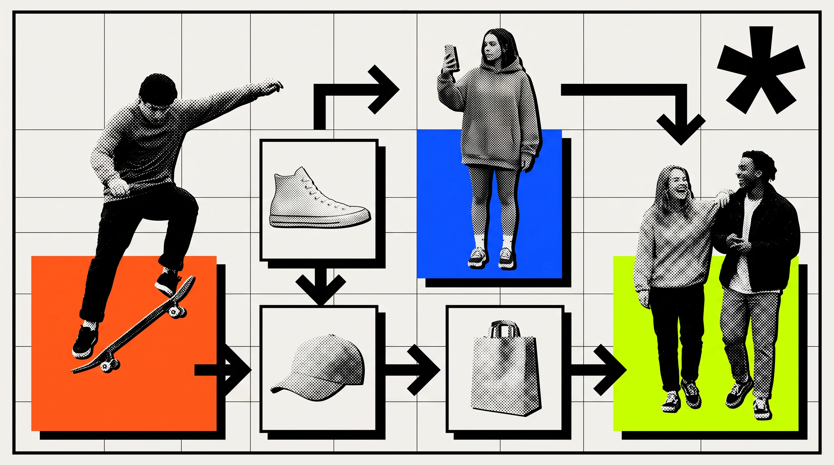 Drop day, as a raw collage, in the Brutalist style