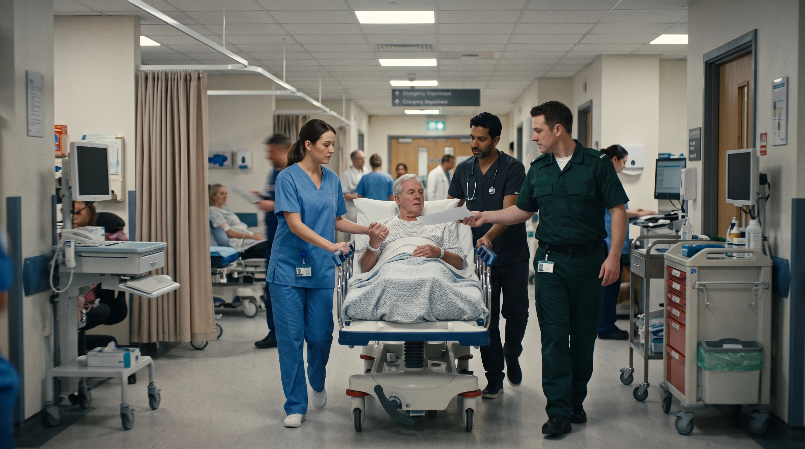 Inside an emergency department, in the Cinematic Photoreal style