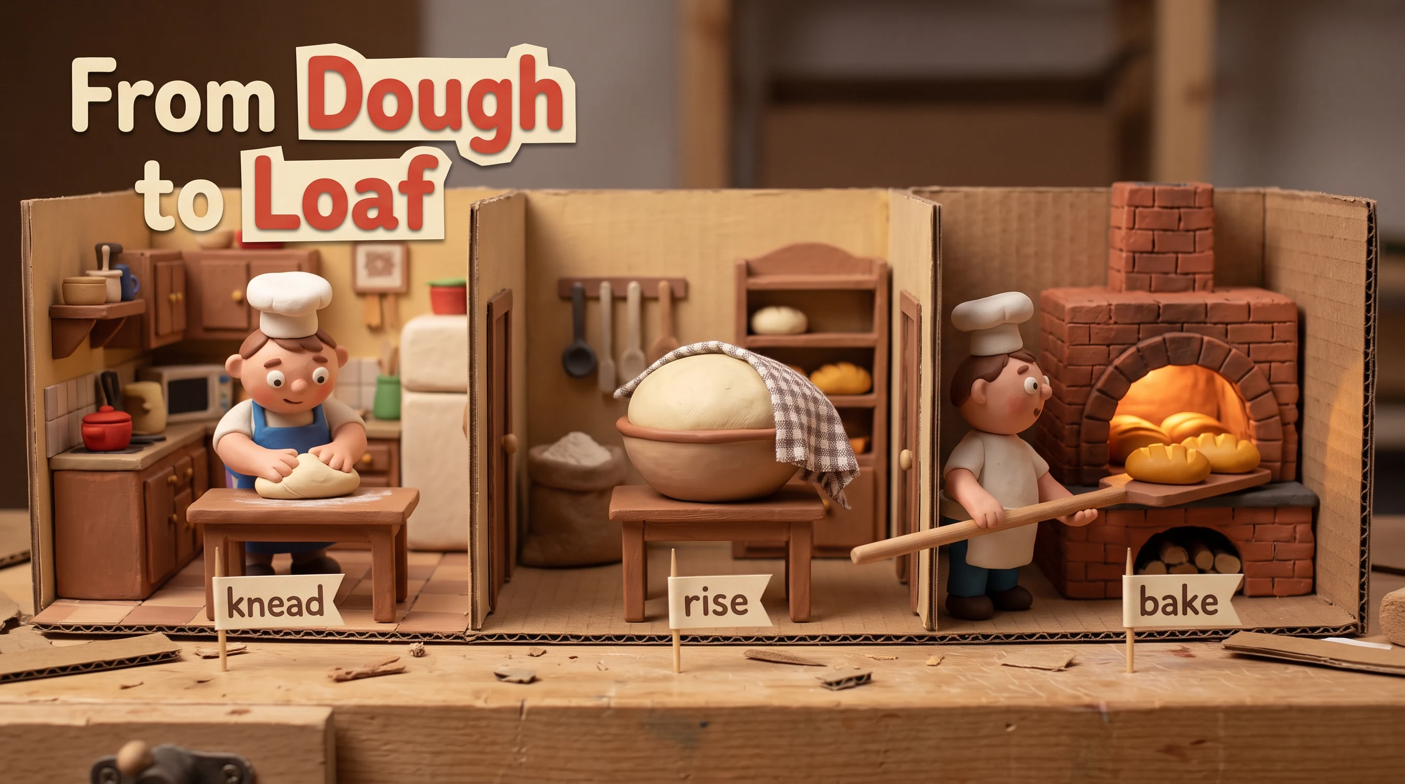 From dough to loaf, in the Claymation Characters style