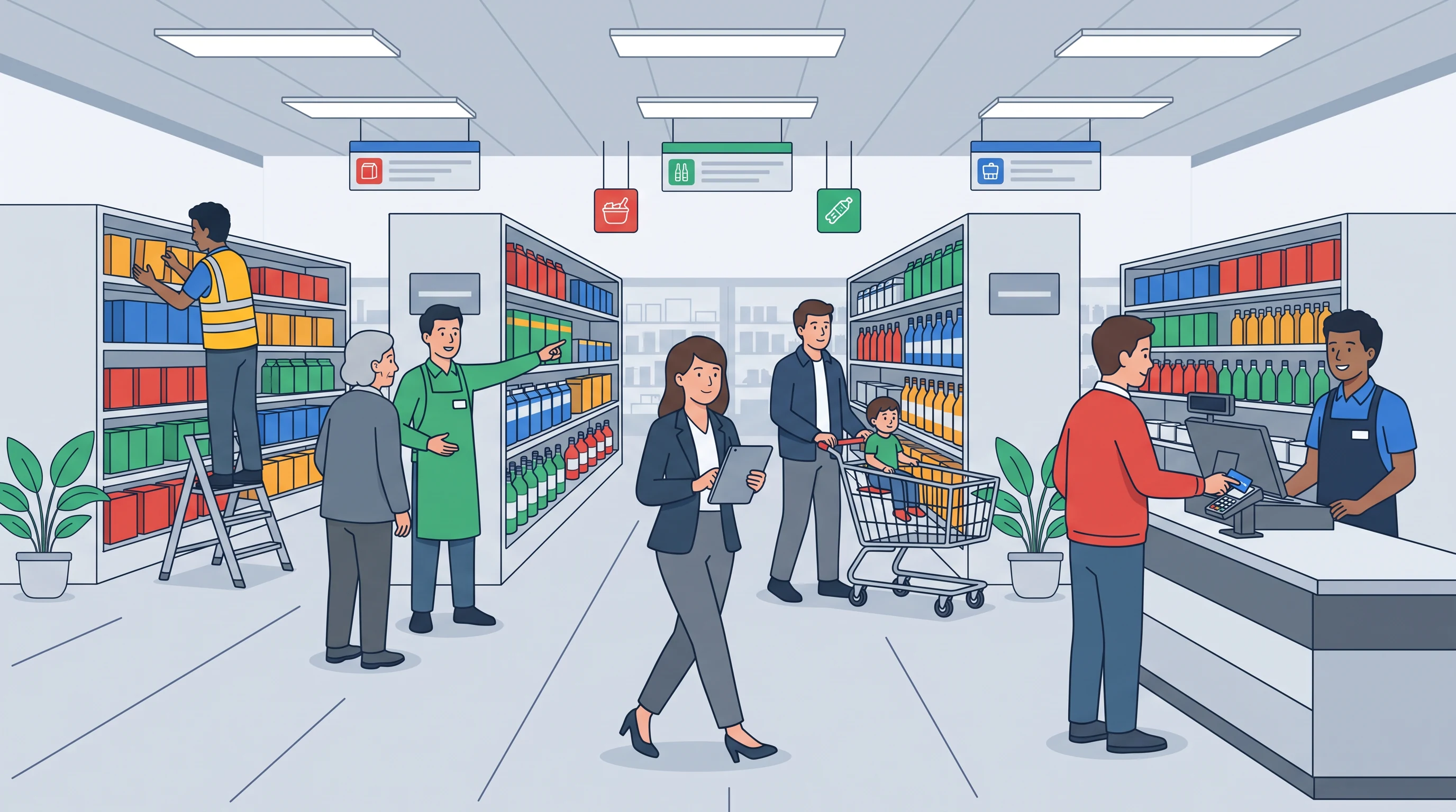 A day on the shop floor, in the Flat Corporate Training style