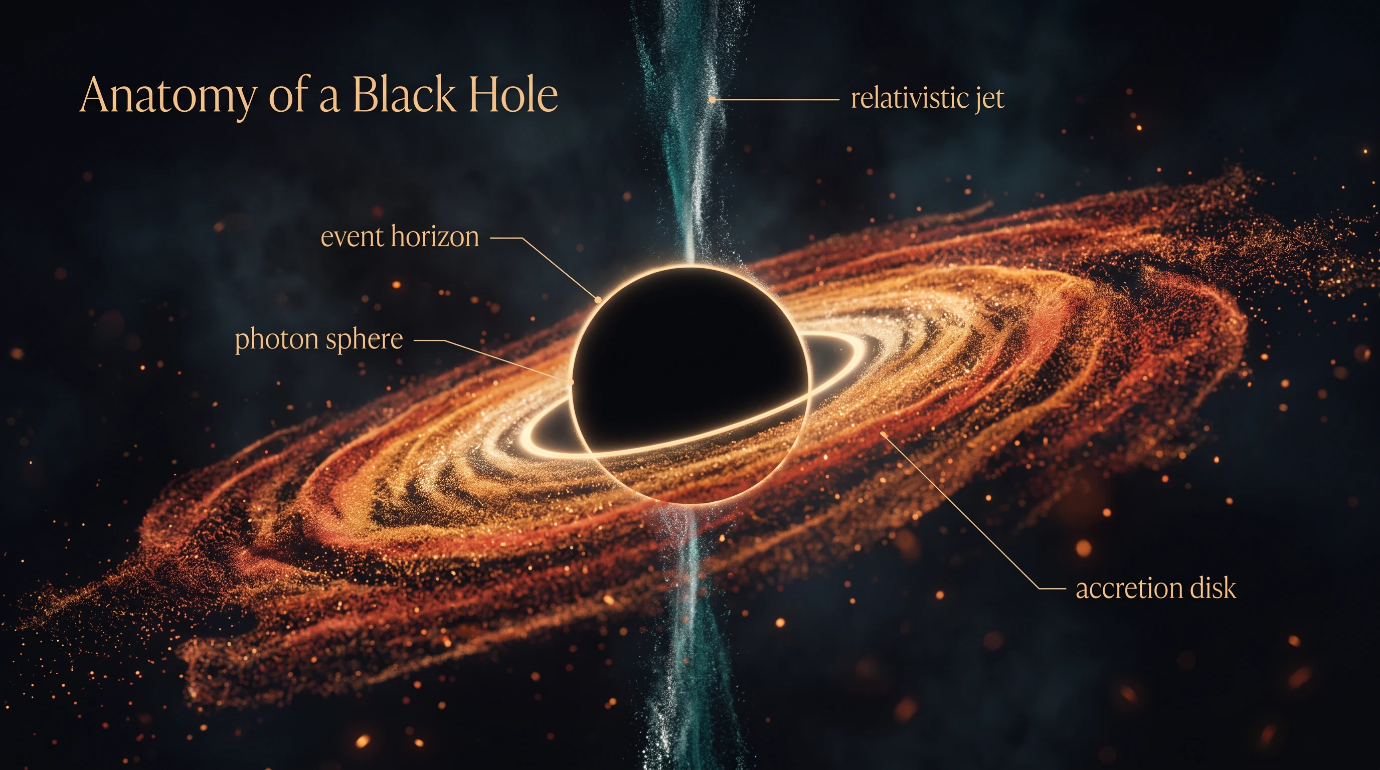 Anatomy of a black hole, in the Cosmic Sand Epic style