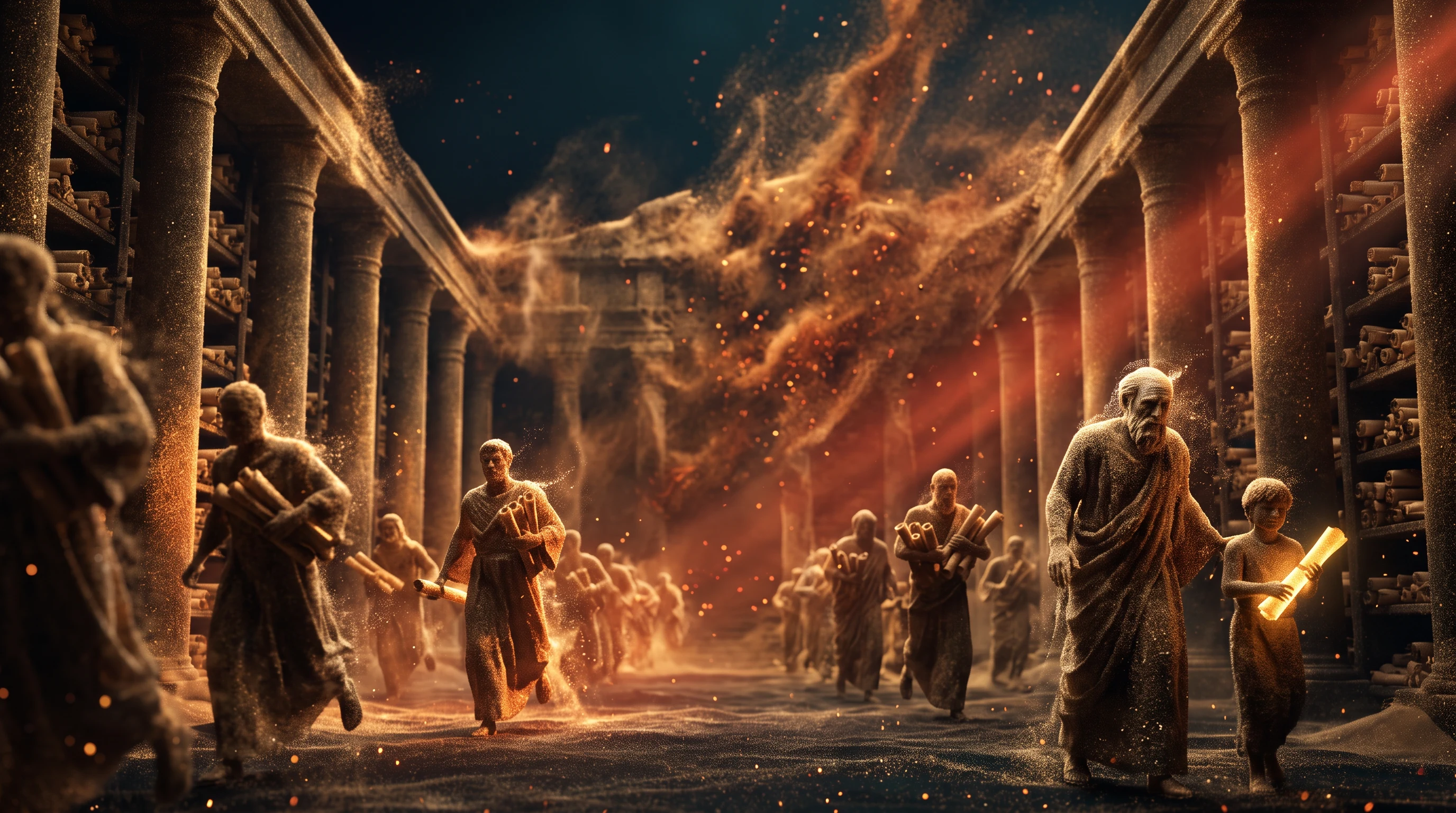 The last night of a great library, in the Cosmic Sand Epic style