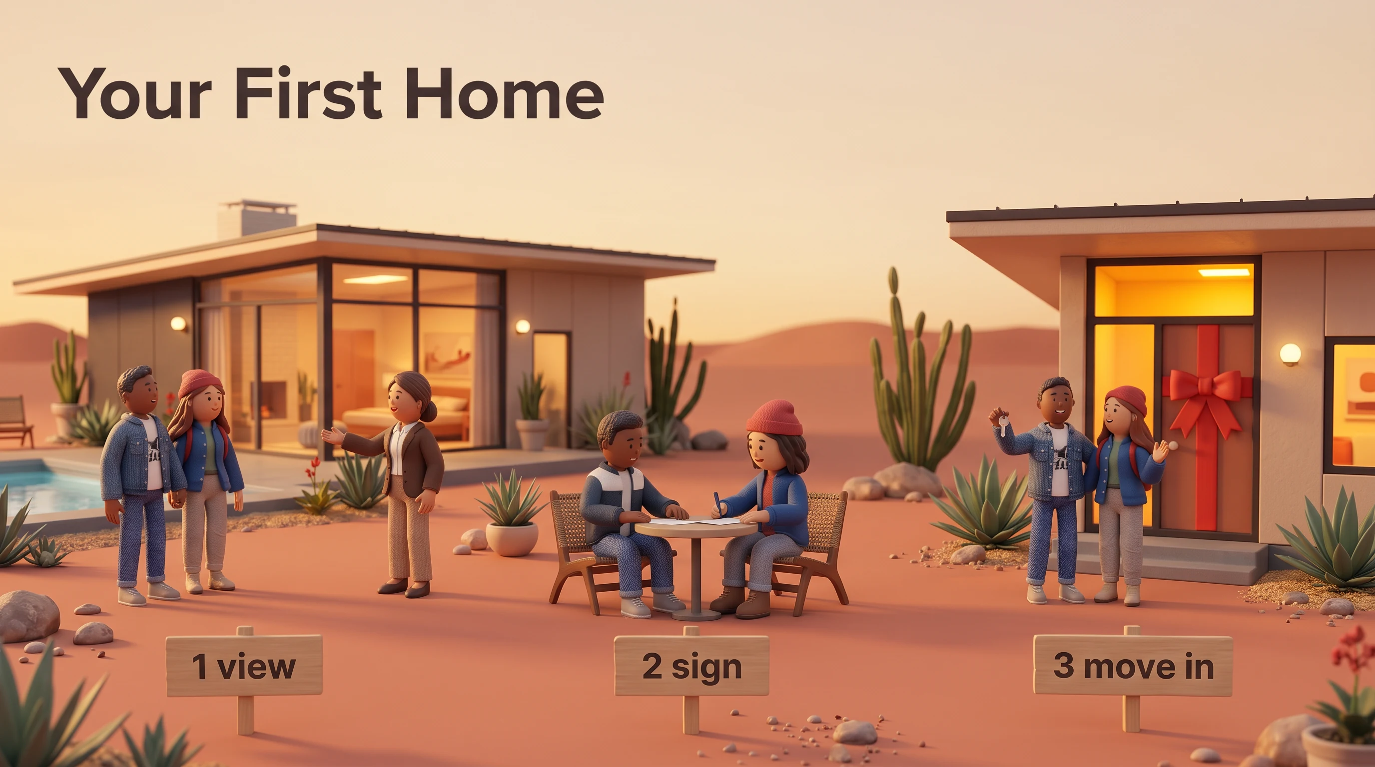 Your first home, in the Desert Miniature Diorama style