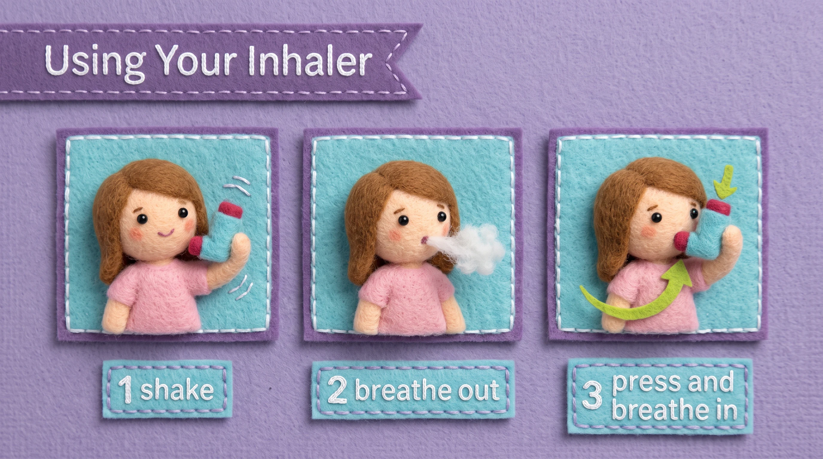 Using your inhaler, in the Felt Craft Medical style