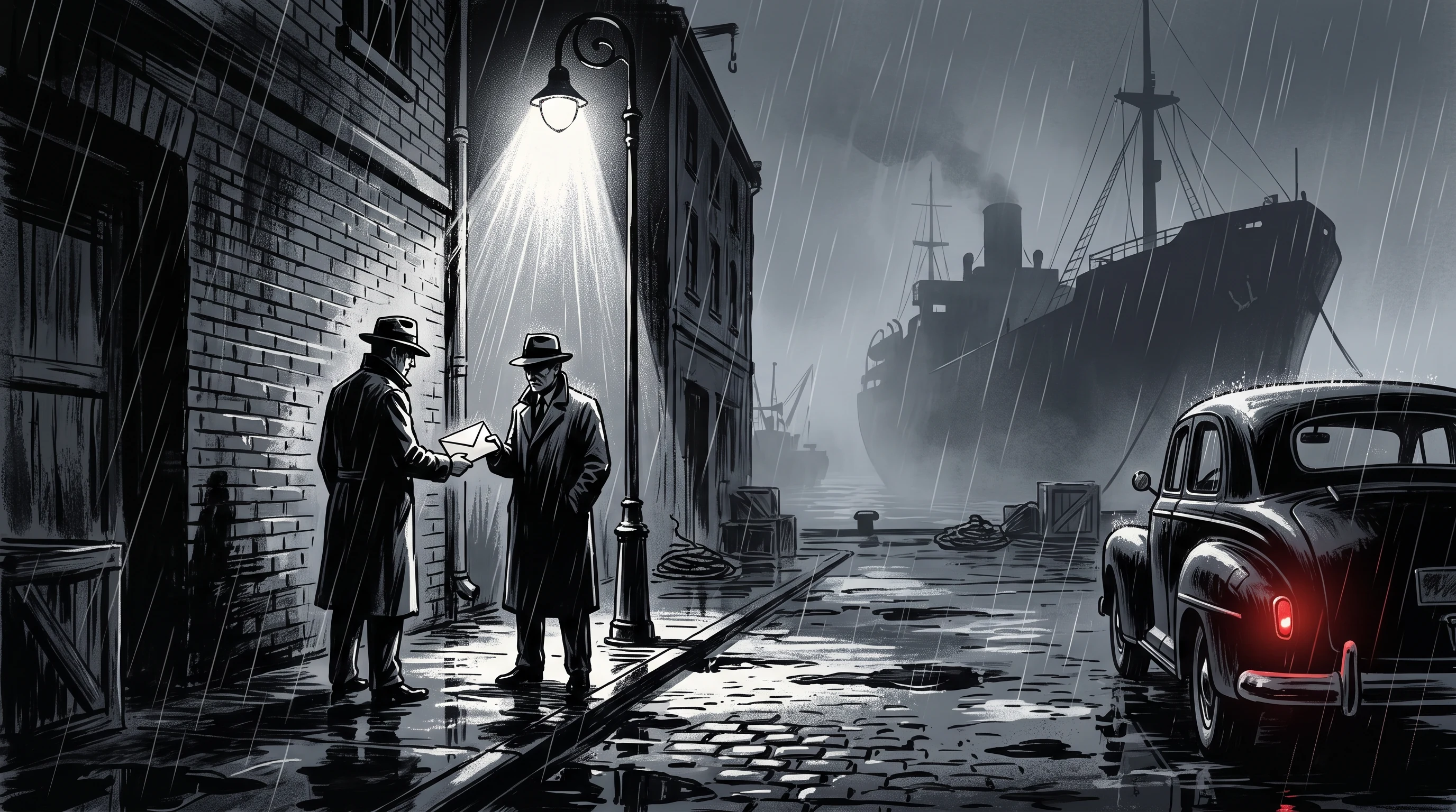 The waterfront, in the Graphic Novel Noir style