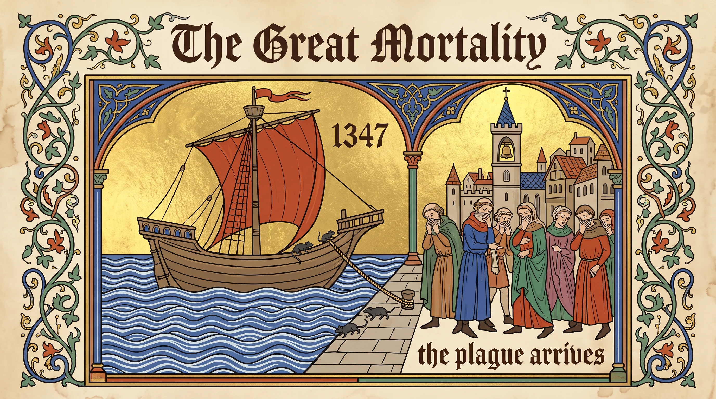 The Great Mortality, in the Illuminated Manuscript style