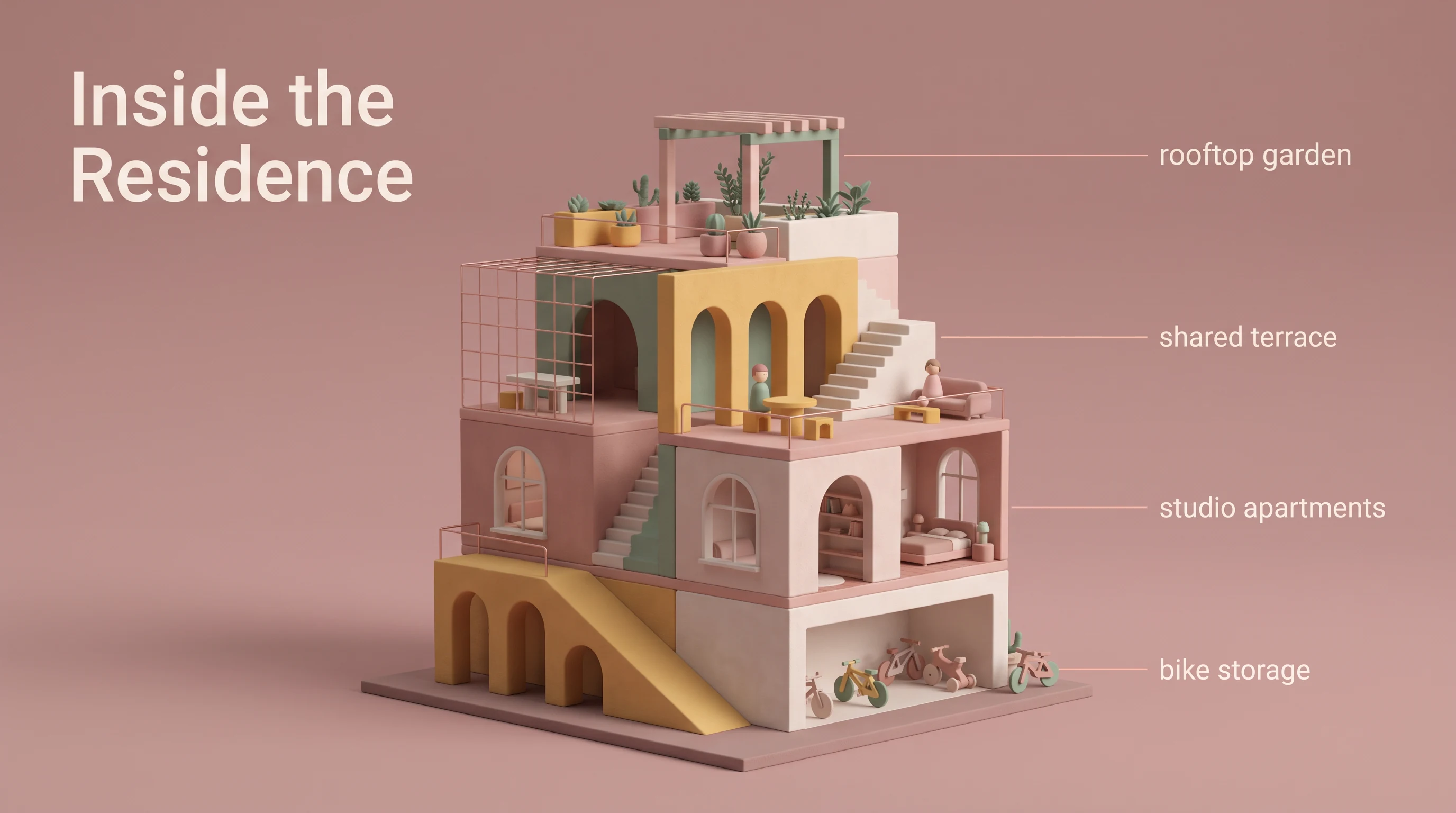 Inside the residence, in the Pastel Stop Motion style