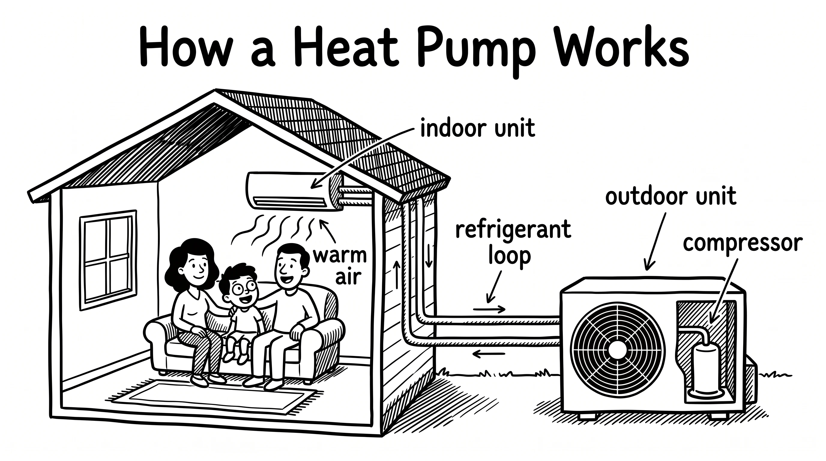 Whiteboard animation: How a heat pump works