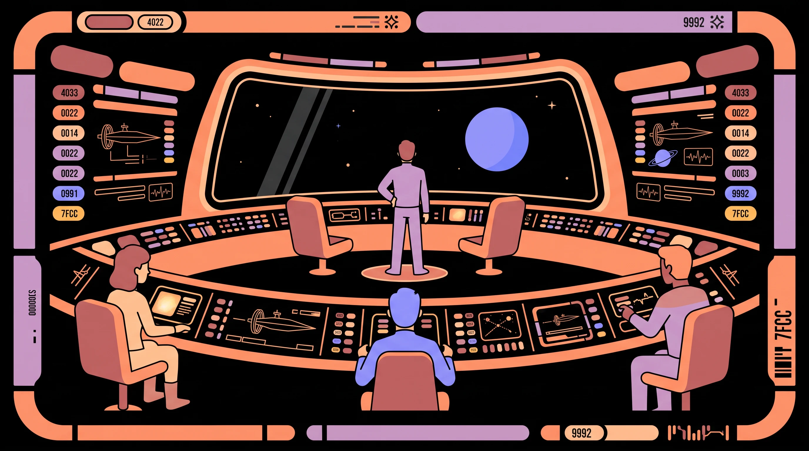 On the bridge of a starship, in the Starship Console style