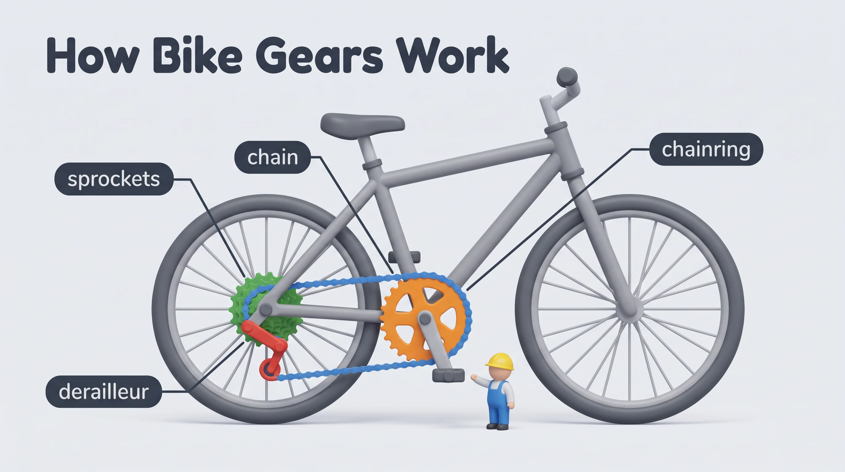 How bike gears work, in the Toon 3D Cutaway style