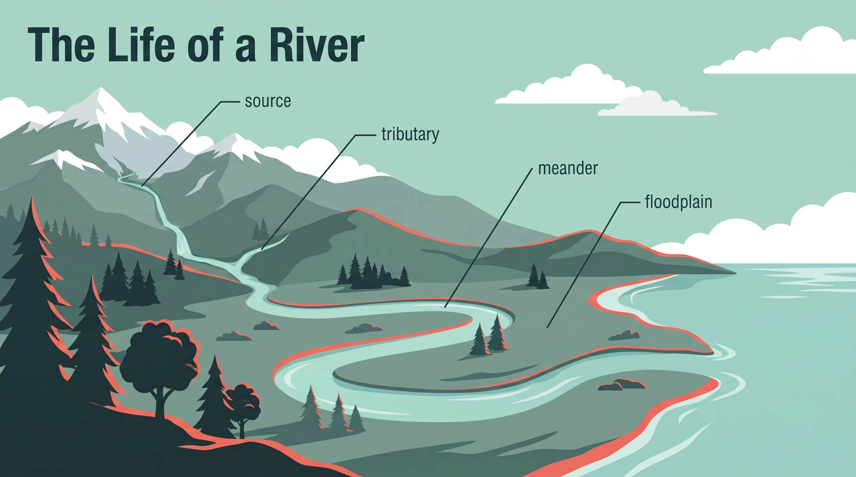 The life of a river, in the Vector Parallax style
